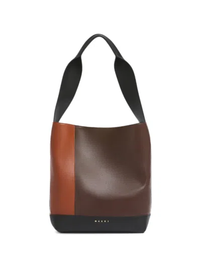 Marni Light Brown, Dark Brown And Black Leather Pod 2.0 Bag