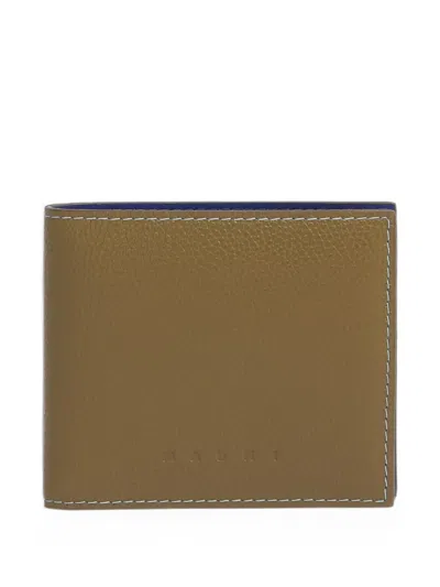 Marni Light Brown Leather Bifold Wallet With Contrast Stitching