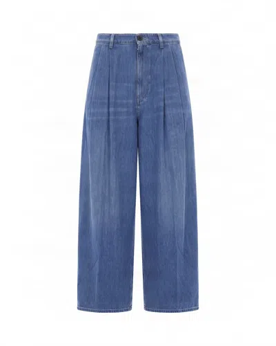 Marni Light Denim Wide-leg Jeans With High Waist In Blue
