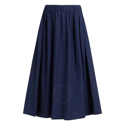 MARNI MARNI LIGHT NAVY A-LINE COTTON MIDI SKIRT