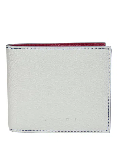 Marni Light Neutral Bifold Contrast Stitching Wallet In White