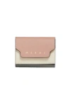 Marni Light Pink, White, And Grey Saffiano Leather Tri-fold Wallet