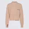 Marni Asymmetrical Turtleneck Sweater With Ribbed Texture In Nude