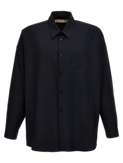 Marni Light Wool Shirt In Black