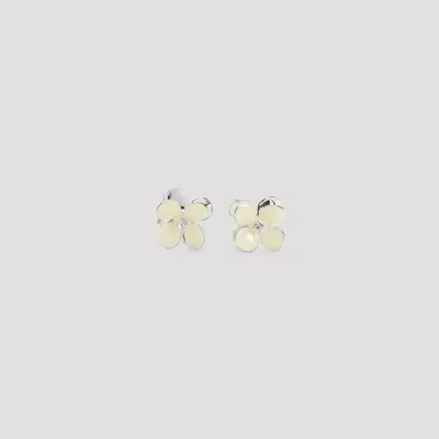 Marni Light Yellow Flower Brass Earrings In Silver