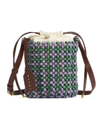 Marni Lilac And Green Beads Bag