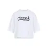 Marni Short Sleeve Boxy Crop Top In White