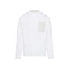Marni Long-sleeved White Cotton T-shirt With Contrast Chest Pocket In White