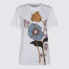 Marni Floral Print Round Neck Short Sleeve Top In White