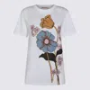 Marni Floral Print Round Neck Short Sleeve Top In White