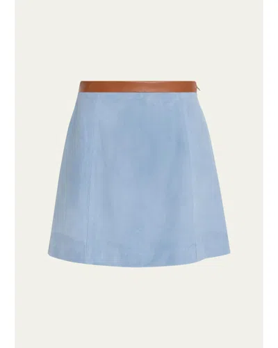 Marni Lined Suede Mini Skirt In Sky