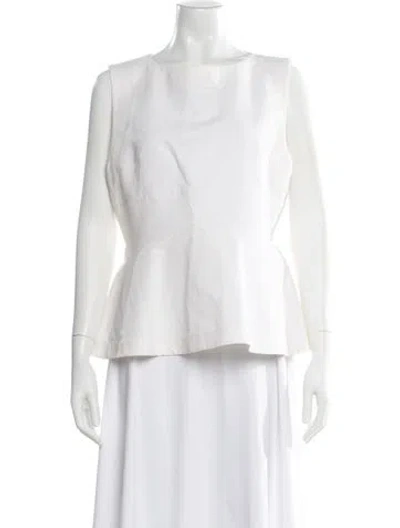Pre-owned Marni Linen Crew Neck Top In White