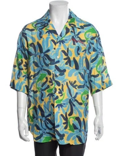 Pre-owned Marni Linen Floral Print Shirt In Blue