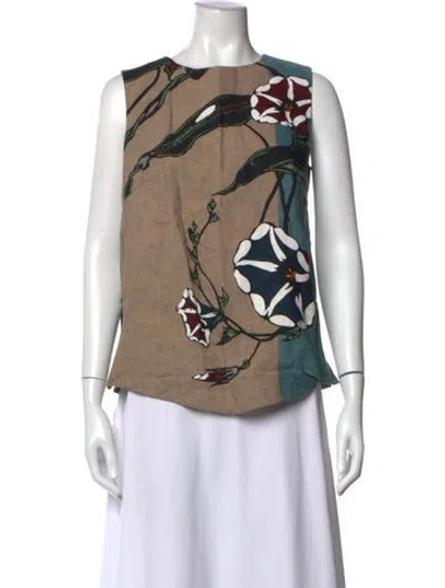 Pre-owned Marni Linen Floral Print Top In Blue