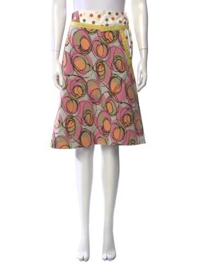 Pre-owned Marni Linen Midi Length Skirt In Burgundy/neutrals/purple