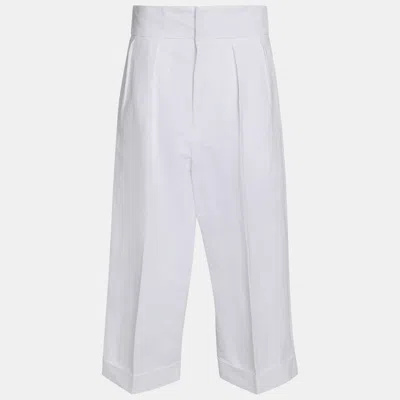 Pre-owned Marni Linen Wide Leg Trousers It 46 In White