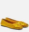 Marni Little Bow Leather Ballet Flats In Yellow