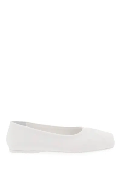 Marni White Nappa Leather Seamless Little Bow Ballet Flat