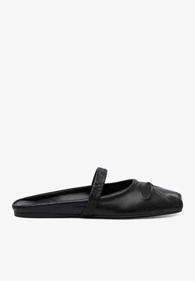 MARNI LITTLE BOW NAPPA LEATHER FLAT MULES
