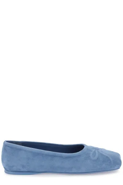 Marni Suede Little Bow Ballerina Shoes In Blu