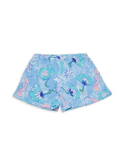 Marni Little Girl's & Girl's Watercolor Print Cotton Shorts In Blue Multi