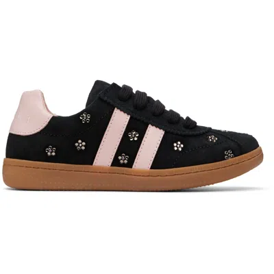 Marni Little Kids Black Suede Sneakers In White