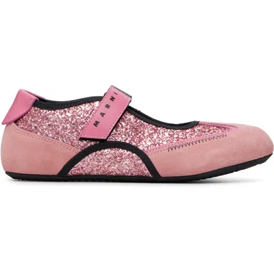Marni Little Kids Pink Mary Jane Sneakers
