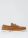 Marni Leather Loafers With Rubber Outsole And Piping In Dark