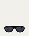 Marni Logo Acetate Aviator Sunglasses In Black