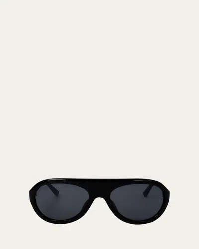 Marni Logo Acetate Aviator Sunglasses In Black