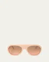 Marni Logo Acetate Aviator Sunglasses In Nude