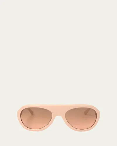 Marni Logo Acetate Aviator Sunglasses In Nude