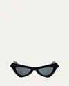 Marni Logo Acetate Cat-eye Sunglasses In Black