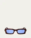 Marni Logo Acetate Rectangle Sunglasses In Blonde Havana