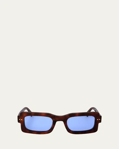 Marni Logo Acetate Rectangle Sunglasses In Blonde Havana
