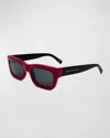 Marni Logo Acetate Rectangle Sunglasses In Red