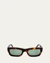 Marni Logo Acetate Rectangle Sunglasses In Classic Havana