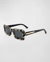 Marni Logo Acetate Rectangle Sunglasses In Puma Black