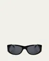 Marni Logo Acetate Wrap Sunglasses In Black