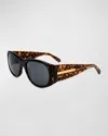 Marni Logo Acetate Wrap Sunglasses In Brown