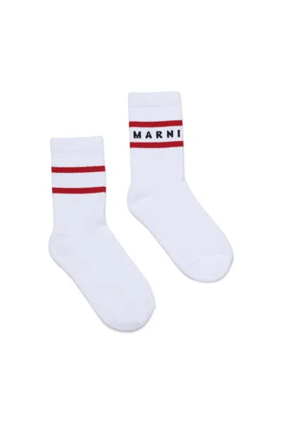 Marni Kids Logo Socks In White