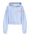 Marni Logo-appliqué Cotton Hoodie In Blue