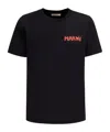 Marni Mens Black Embroidered Logo-patch Crewneck Cotton-jersey T-shirt In Black