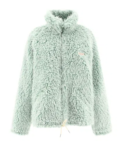 MARNI MARNI LOGO PATCH ZIPPED COAT