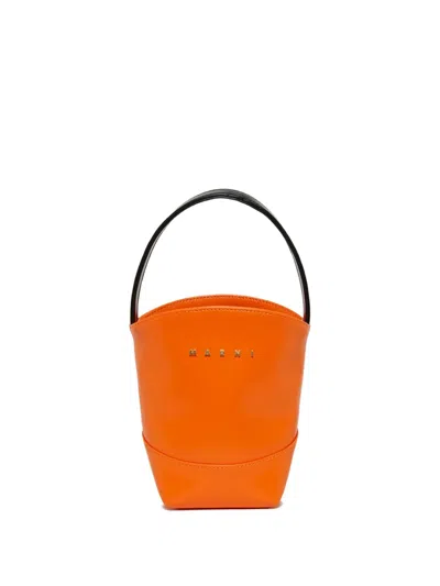 Marni Kids Mini Structured Bucket Bag In Black