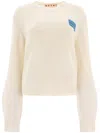Marni Cashmere Sweater With Patch In Neutrals