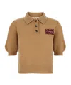 Marni Beige Polo Sweater With Classic Collar And Logo Patch On The Front In Brown