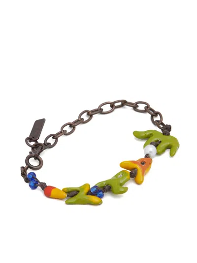 Marni Logo-applique Chain Bracelet In Green