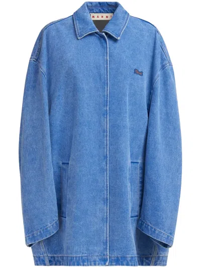 Marni Denim Jacket With French Collar In Blue