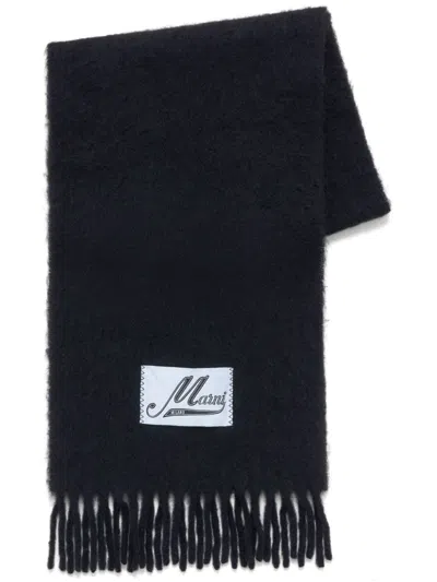 Marni Logo-appliqué Scarf In Black